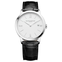 Baume & Mercier My Classima White Dial & Black Leather Strap Watch