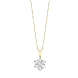 18ct Gold 0.50ct Total Diamond Daisy Cluster Pendant