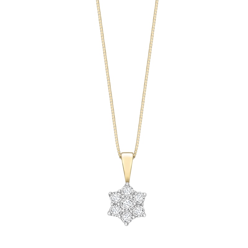 Main Image 1 of 18ct Gold 0.50ct Total Diamond Daisy Cluster Pendant