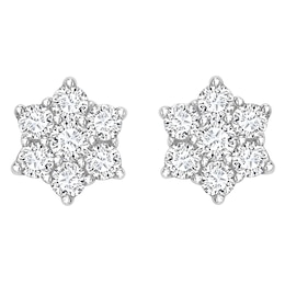 18ct Gold 0.50ct Total Diamond Daisy Cluster Stud Earrings