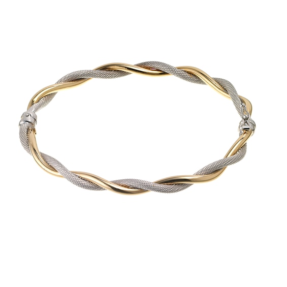 9ct Two Tone Gold Twist Bangle