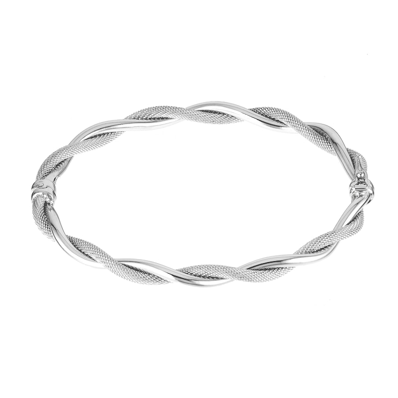 9ct White Gold Twist Textured Bangle