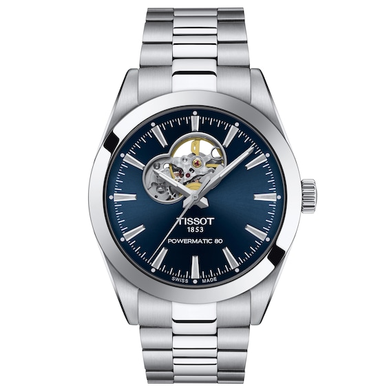Men's Tissot Gentleman Powermatic Open Heart Steel Watch