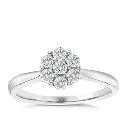 Platinum 0.35ct Total Diamond Flower Cluster Ring