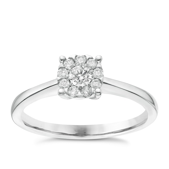 Engagement Ring 9ct White Gold 0.20ct Total Diamond Solitair