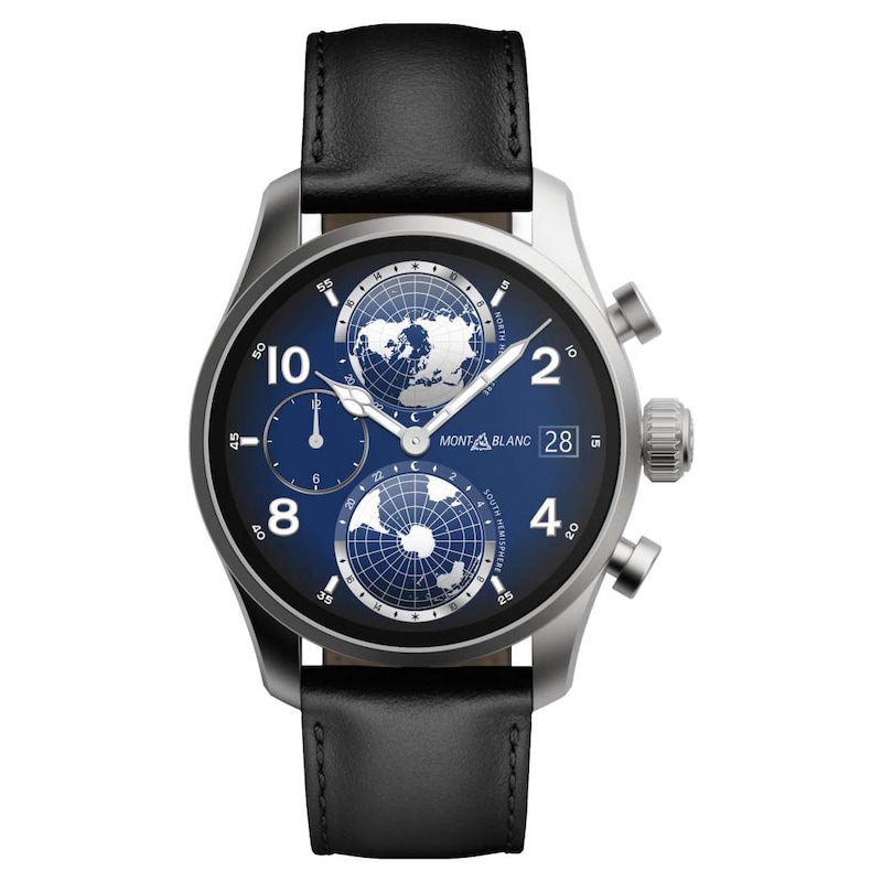 Montblanc Summit 3 Blue Dial Black Leather Strap Smartwatch