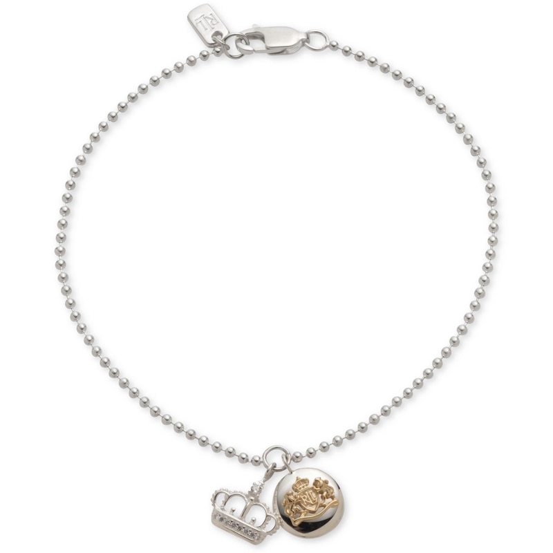 Lauren Ralph Lauren Sterling Silver 7 Inch Crown Charm Bracelet