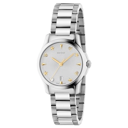 Gucci G-Timeless Textured Silver-Tone Dial & Steel Bracelet Watch