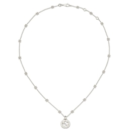 Gucci Sterling Silver Beaded Pendant Necklace