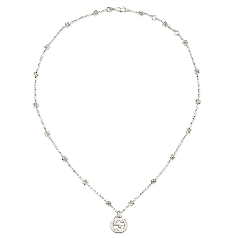 Main Image 1 of Gucci Interlocking Sterling Silver Beaded Pendant Necklace