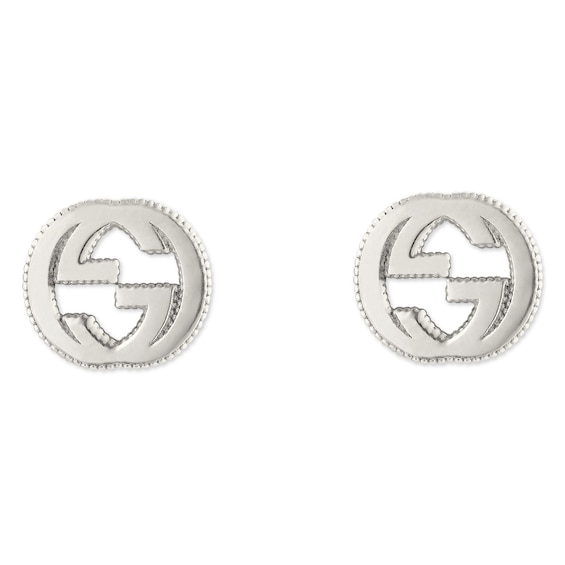 Gucci Sterling Silver Interlocking Qxg’ Motif Stud Earrings