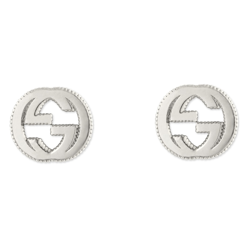 Gucci Interlocking Sterling Silver Interlocking Qxg' Motif Stud Earrings