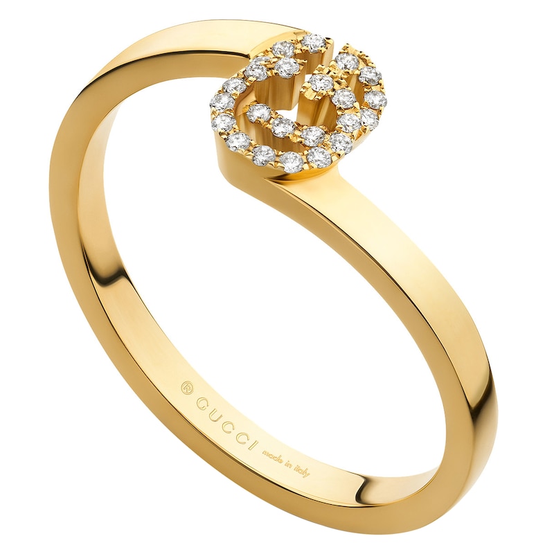 Main Image 1 of Gucci GG Running Diamond & 18ct Yellow Gold Ring Size M-N