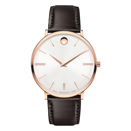 Movado Ultra Slim Men's Rose Gold-Plated Strap Watch