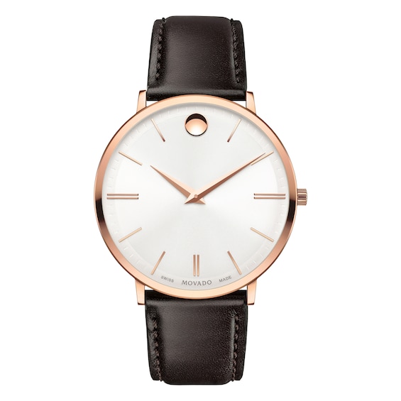 Movado Ultra Slim Men’s Rose Gold-Plated Strap Watch