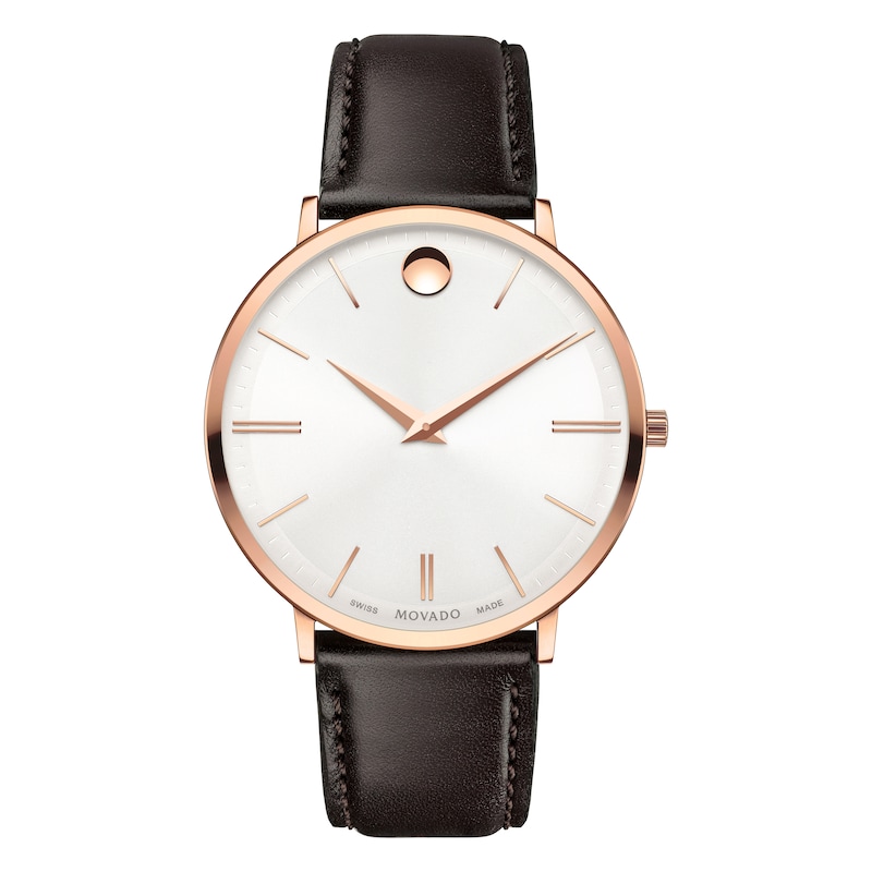 Movado Ultra Slim Men's Rose Gold-Plated Strap Watch