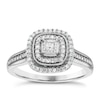 Thumbnail Image 0 of 9ct White Gold 0.20ct Total Diamond Cushion Set Cluster Ring