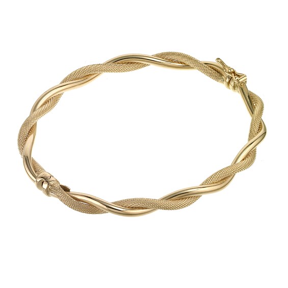 9ct Gold Matt And Polished Twist Bracelet