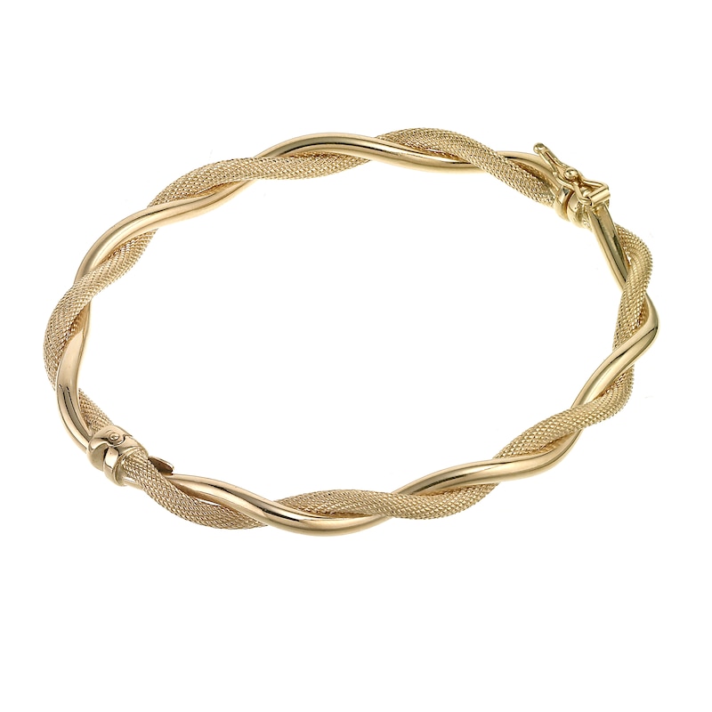 9ct Yellow Gold 7 Inch Matt & Polished Twist Bracelet