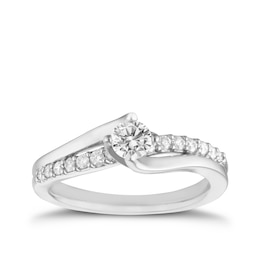 18ct White Gold 0.50ct Total Diamond Solitaire Twist Ring