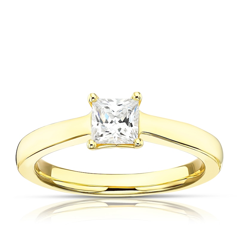 18ct Yellow 0.50ct Diamond Princess Cut Solitaire Ring