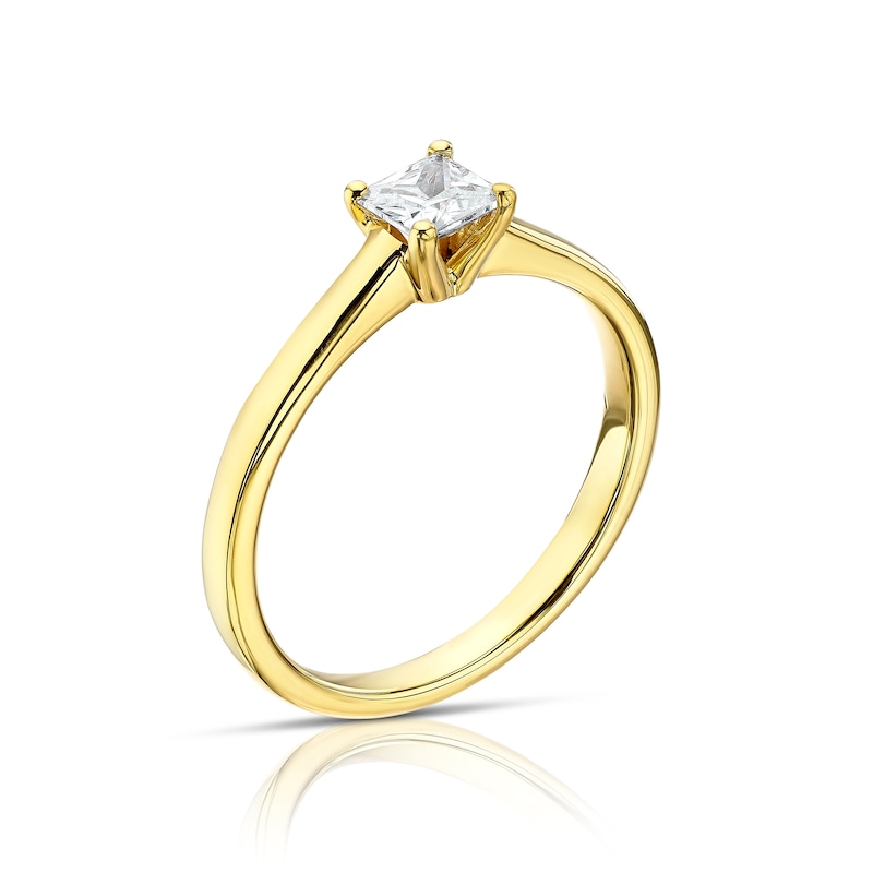 18ct Yellow 0.50ct Diamond Princess Cut Solitaire Ring
