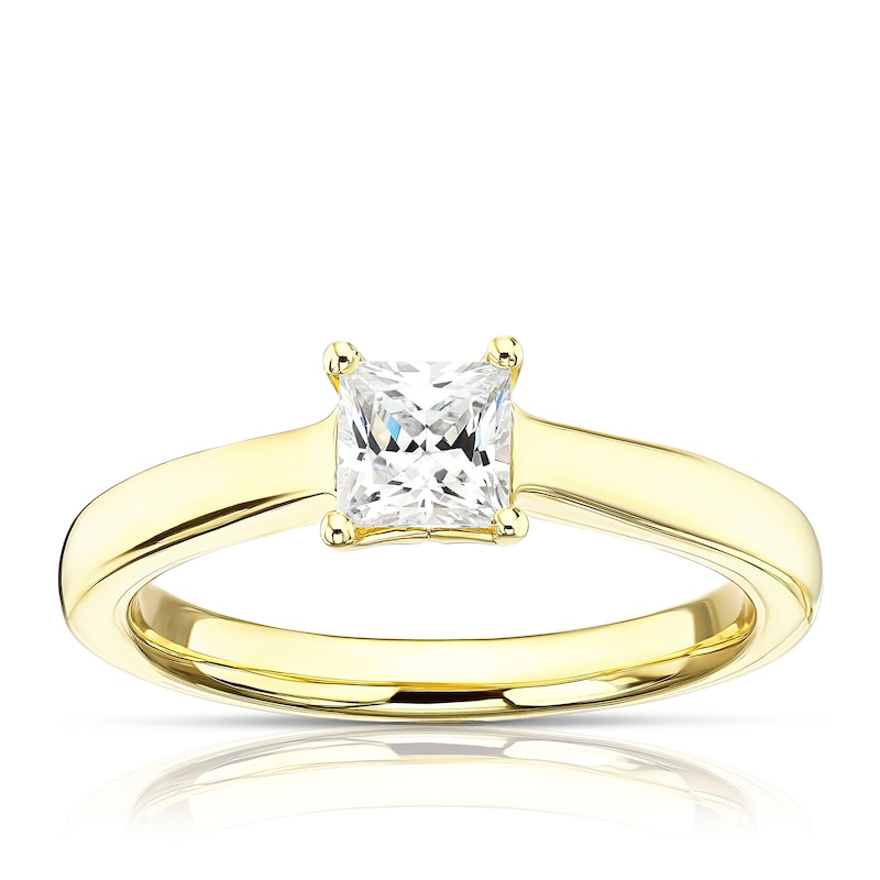 Main Image 1 of 18ct Yellow Gold 0.75ct Diamond Princess Cut Solitaire Ring