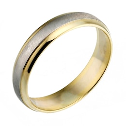 18ct Gold Two-Tone 4mm Matt And Polished Court Ring