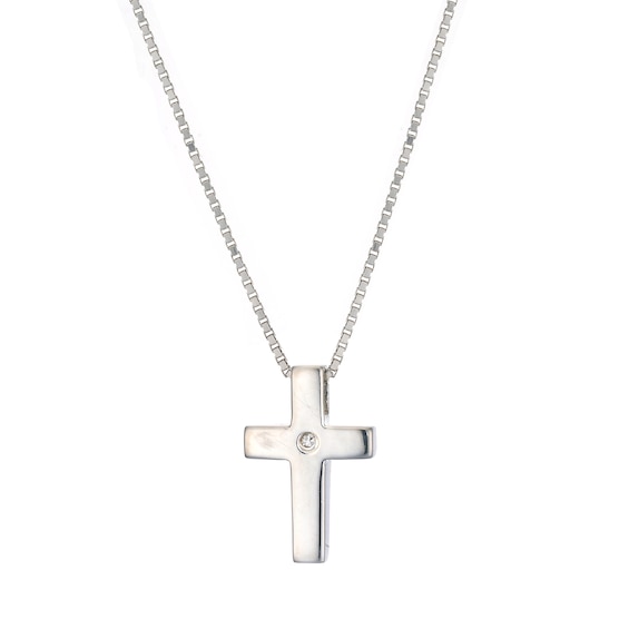 Childrens Sterling Silver and Diamond Cross Pendant