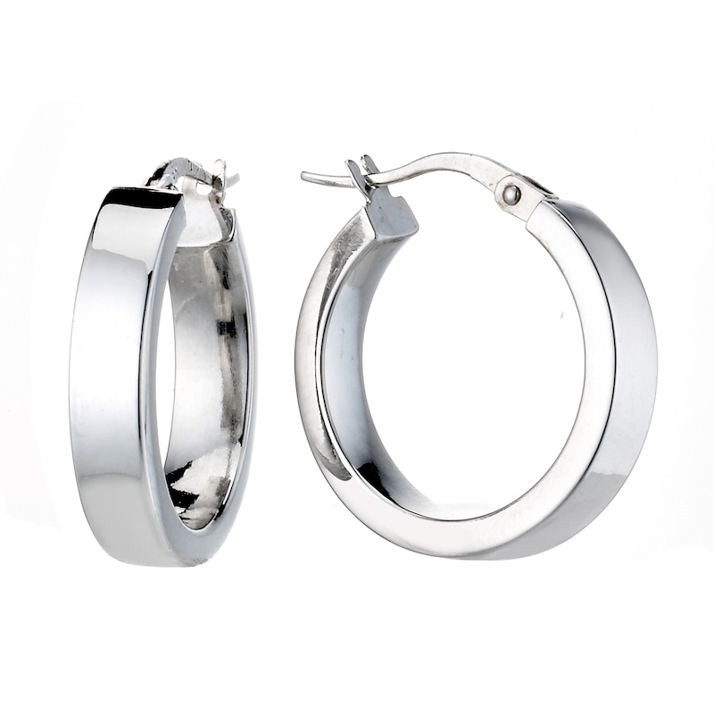 9ct White Gold 15mm Hoop Earrings