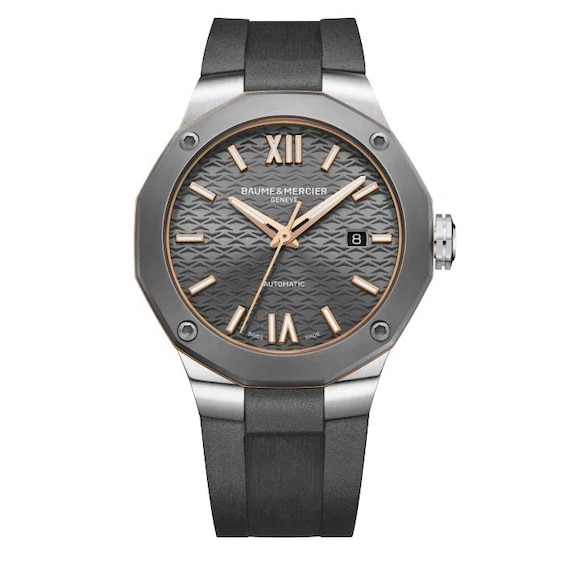 Men's Baume & Mercier Riviera Grey Rubber Strap Watch