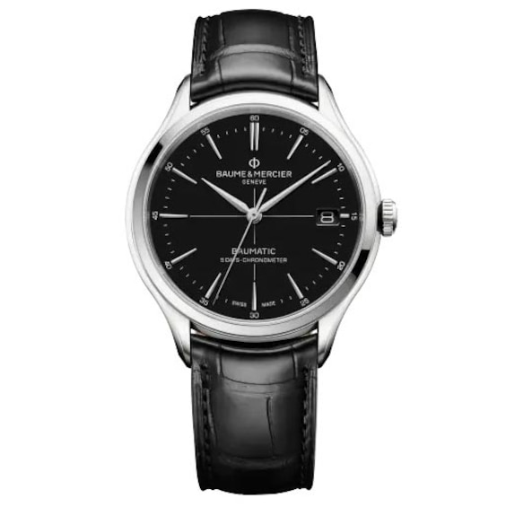 Baume & Mercier Clifton Men’s Black Leather Strap Watch