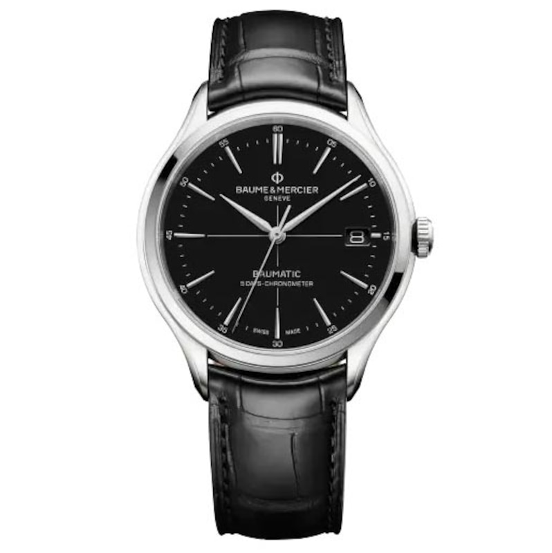Baume & Mercier Clifton Men's Black Leather Strap Watch
