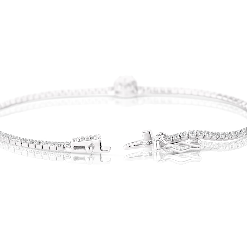 Sterling Silver 7 Inch Cubic Zirconia Halo Tennis Bracelet