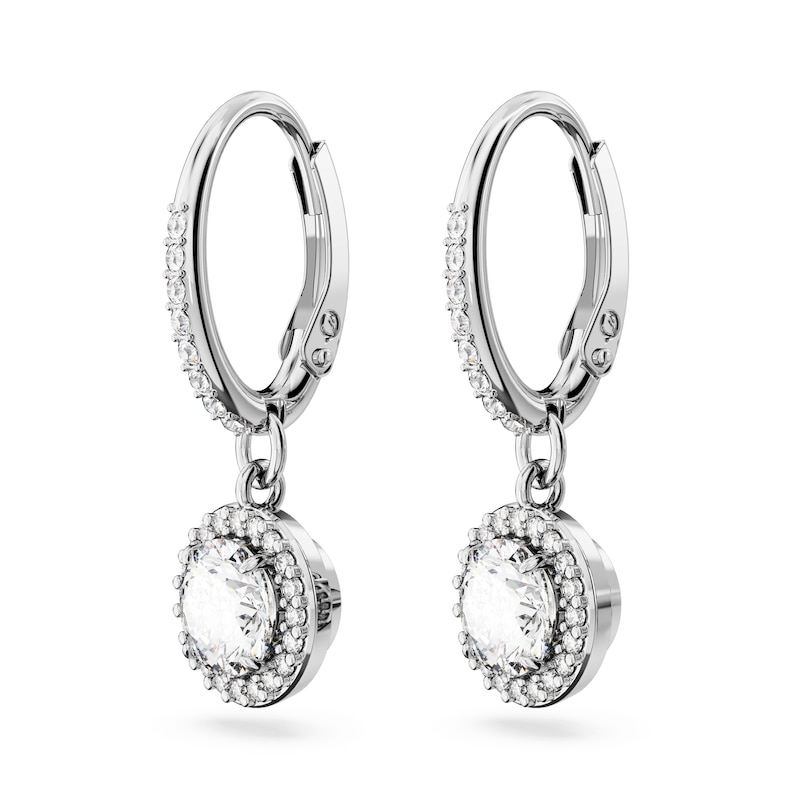 Swarovski Constella Rhodium Plated Halo Drop Earrings