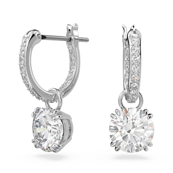 Swarovski Constella Rhodium Plated Drop Earrings