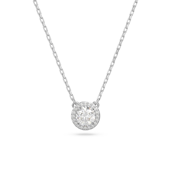 Swarovski Constella Rhodium Plated Halo Pendant Necklace
