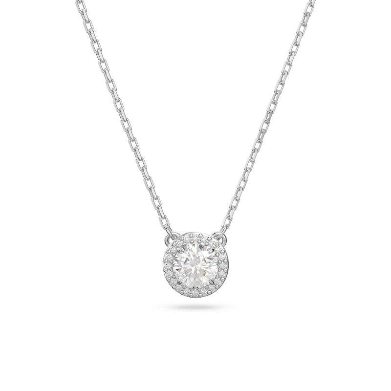 Swarovski Constella Rhodium Plated Halo Pendant Necklace