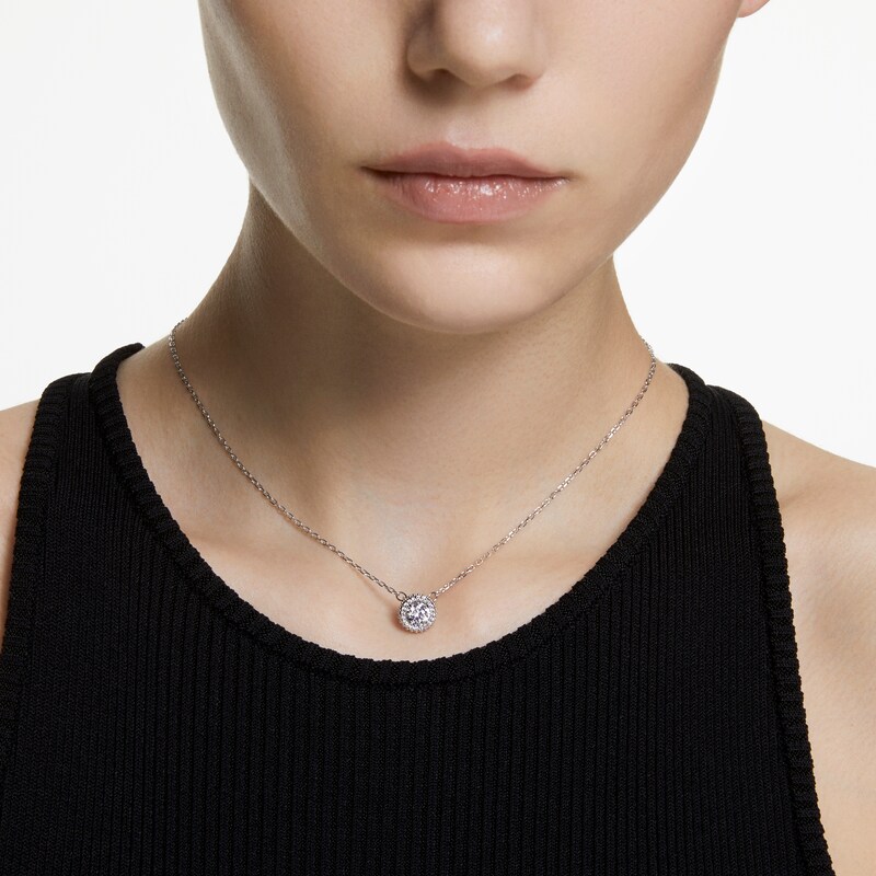 Swarovski Constella Rhodium Plated Halo Pendant Necklace