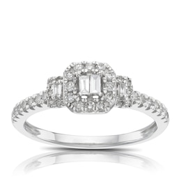 Engagement Ring 9ct White Gold 0.33ct Diamond Total Cluster Ring