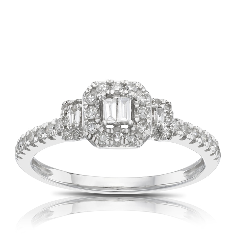 Main Image 1 of Engagement Ring 9ct White Gold 0.33ct Diamond Total Cluster Ring