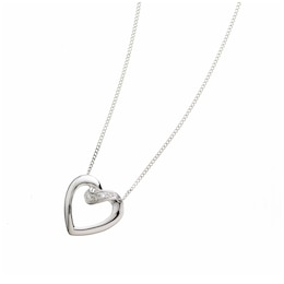 9ct White Gold Diamond Heart Pendant