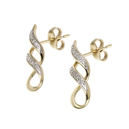 9ct Yellow Gold Diamond Twist Earrings