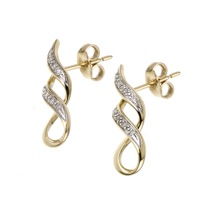 Main Image 1 of 9ct Yellow Gold Diamond Twist Earrings