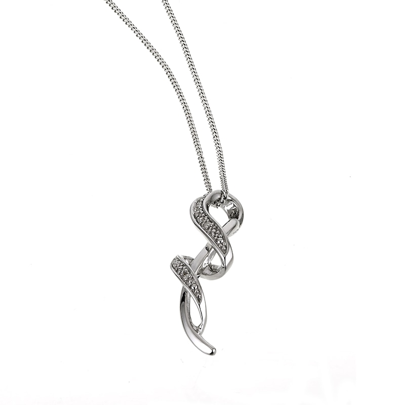 Main Image 1 of 9ct White Gold Diamond Pendant