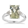 9ct White Gold Green Quartz & Diamond Ring