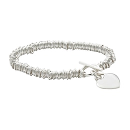 Silver 7.5 Inch Candy Heart Charm Bracelet