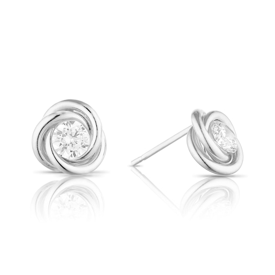 9ct White Cubic Zirconia Knot Stud Earrings
