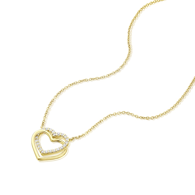 9ct Yellow Gold Cubic Zirconia Linked Heart Necklace
