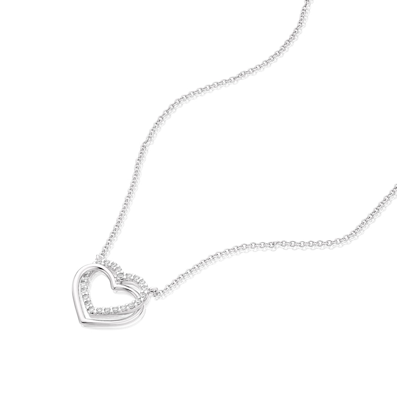 9ct White Gold Cubic Zirconia Linked Heart Necklet